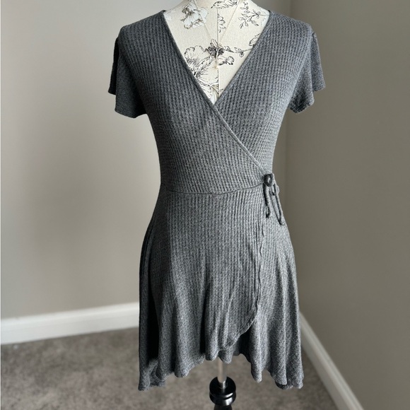 Roller Coster Gray Wrapped Silhouette Mini Dress - Picture 2 of 7